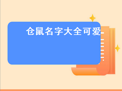 仓鼠名字大全可爱（仓鼠名字大全可爱一对）