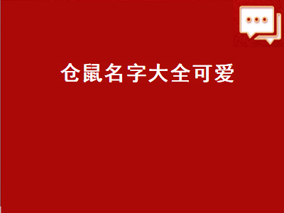 仓鼠名字大全可爱（仓鼠名字大全可爱一对）