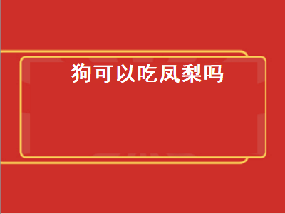 狗可以吃凤梨吗（泰迪狗可以吃凤梨吗）