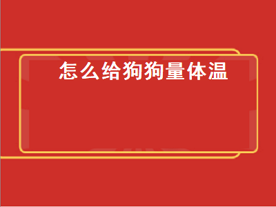 怎么给狗狗量体温（怎么给狗狗量体温视频）